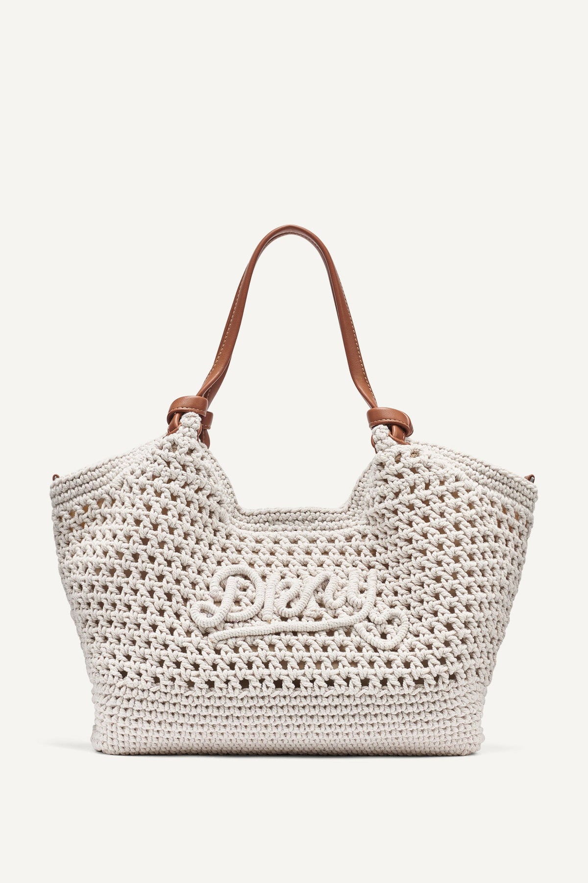 PAULA CROCHET LOGO MEDIUM COMMUTER TOTE Natural | DKNY