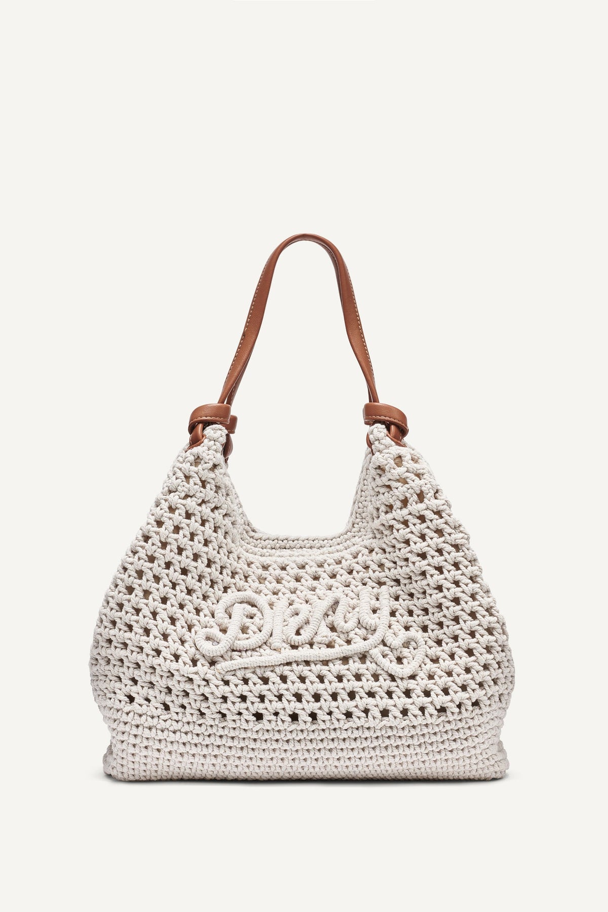 PAULA CROCHET LOGO MEDIUM COMMUTER TOTE Natural | DKNY