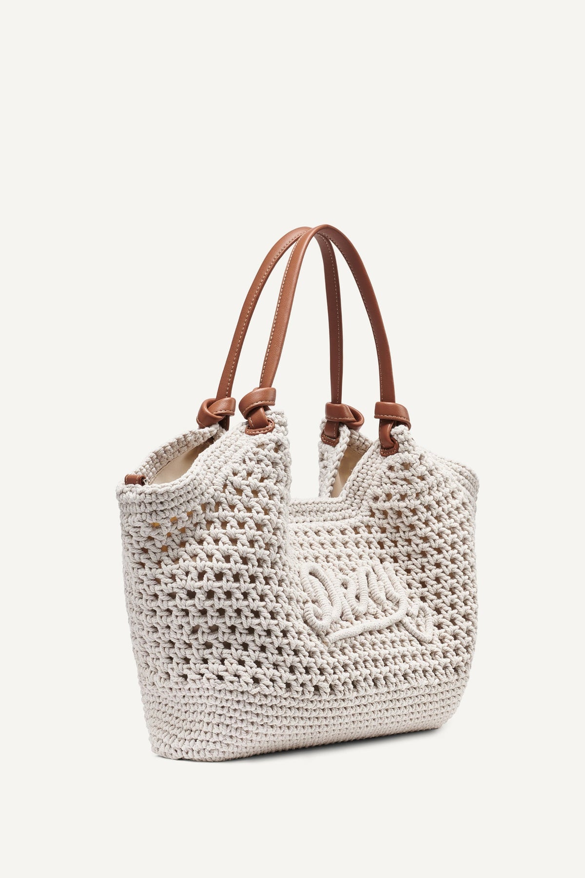 PAULA CROCHET LOGO MEDIUM COMMUTER TOTE Natural | DKNY