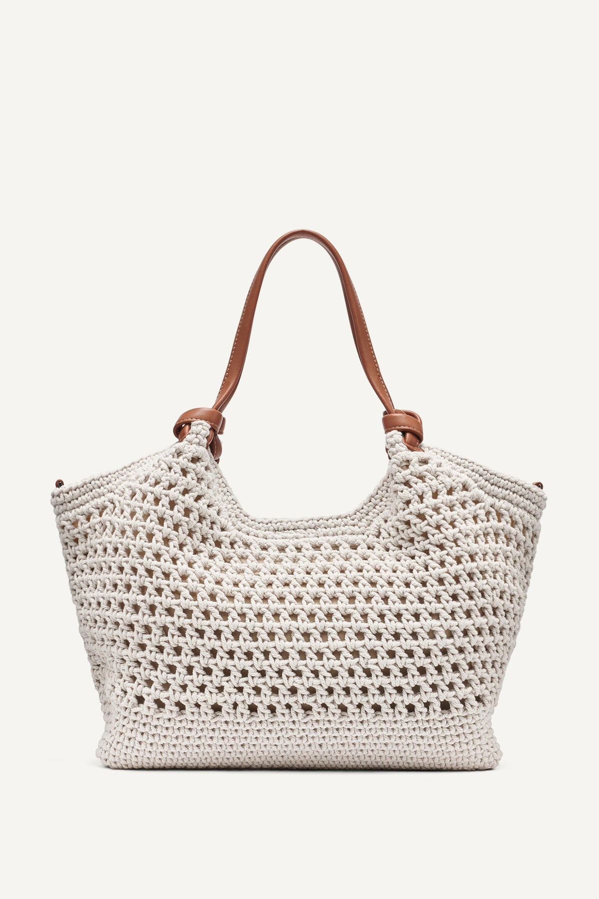 PAULA CROCHET LOGO MEDIUM COMMUTER TOTE Natural | DKNY