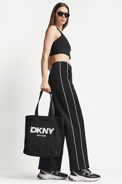 HIGH-RISE PIPED TRACK PANTS Sunkissed/White | DKNY