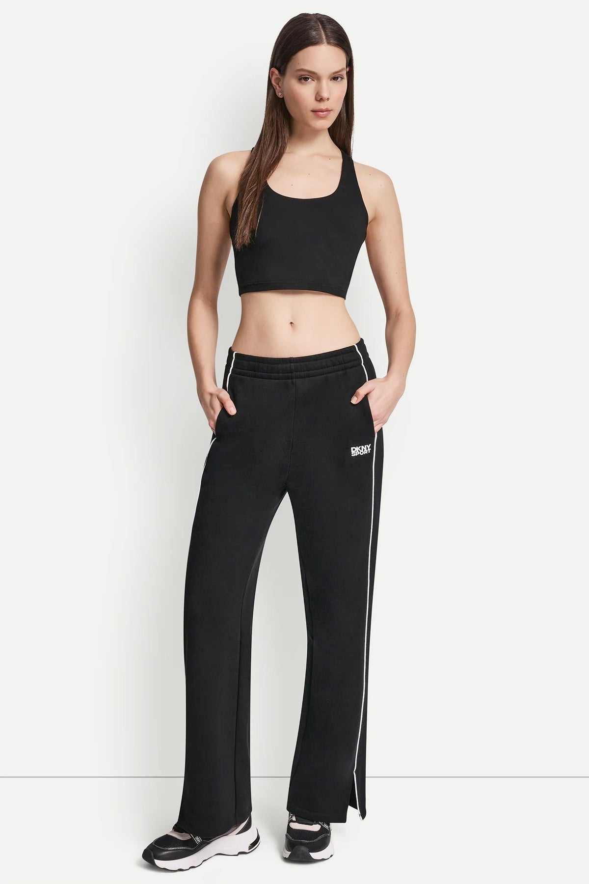 HIGH-RISE PIPED TRACK PANTS Sunkissed/White | DKNY