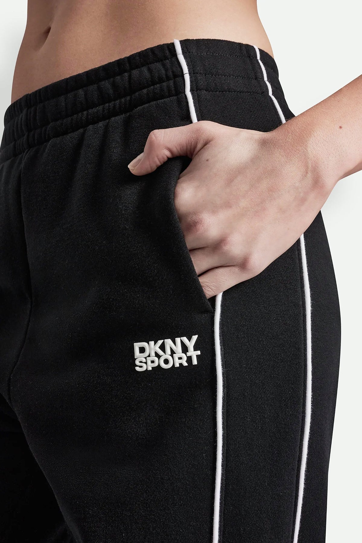 HIGH-RISE PIPED TRACK PANTS Sunkissed/White | DKNY