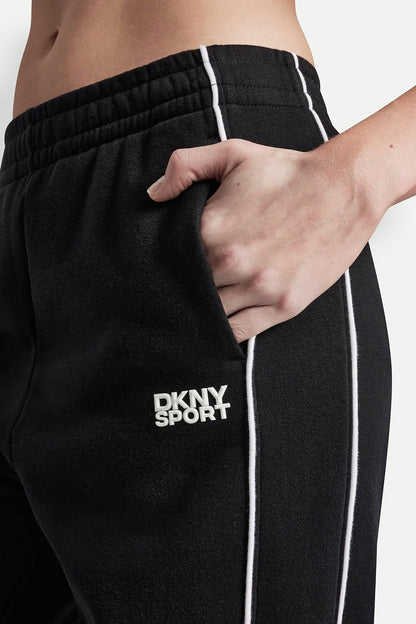 HIGH-RISE PIPED TRACK PANTS Sunkissed/White | DKNY
