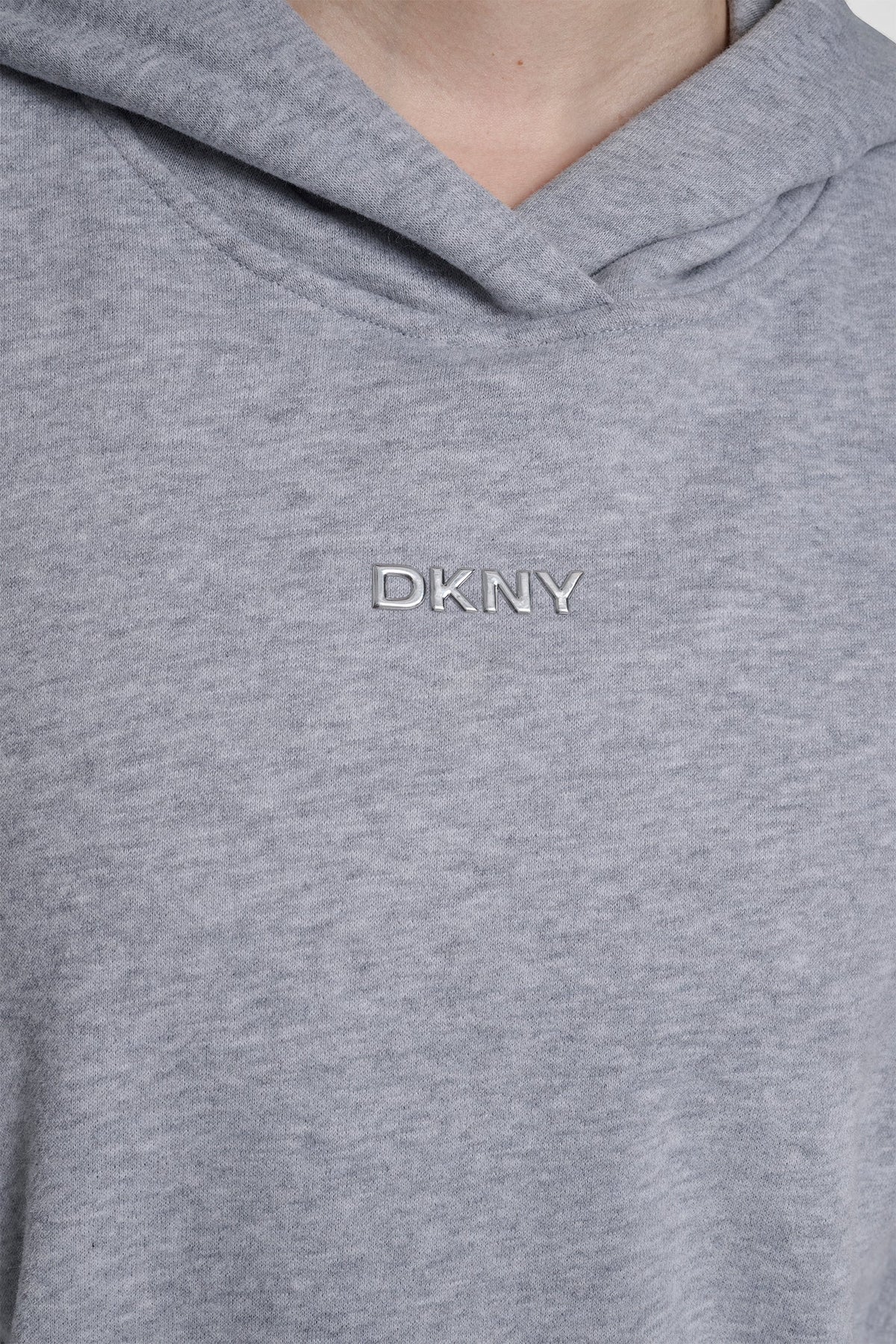 METALLIC BUBBLE LOGO HOODIE Pearl Grey Heather | DKNY