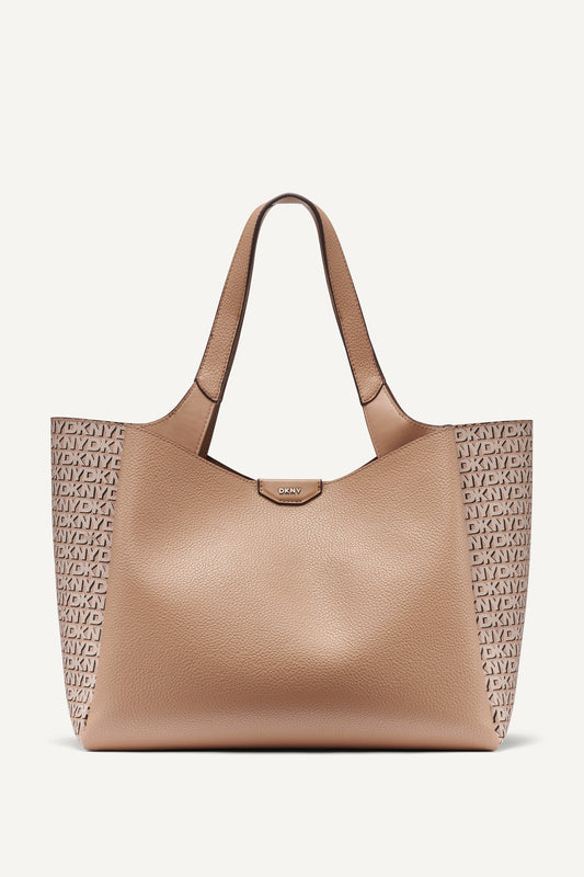 WILLA NEW YORK LOGO TOTE Black/Saddle | DKNY