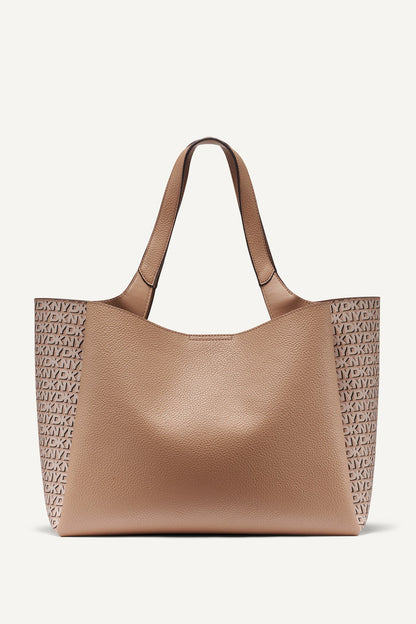 WILLA NEW YORK LOGO TOTE Black/Saddle | DKNY