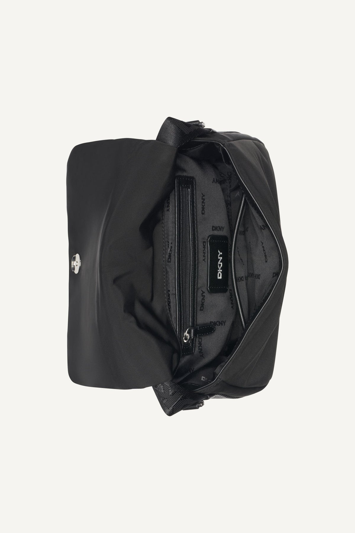 JENNY LOGO FLAP SHOULDER BAG Black/Silver | DKNY