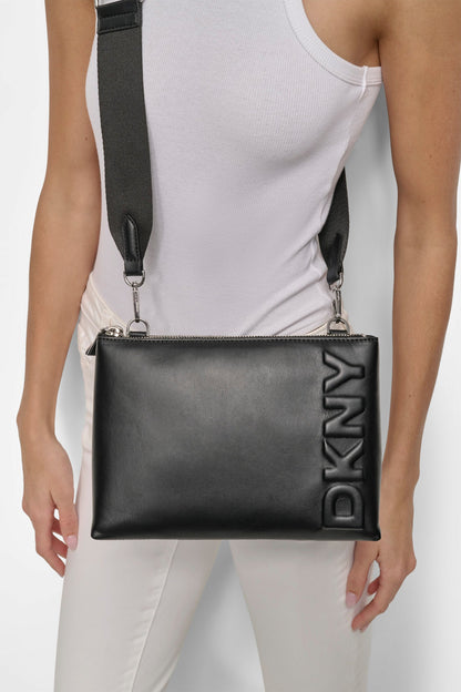 TINSLEY LOGO CROSSBODY Black/Silver | DKNY