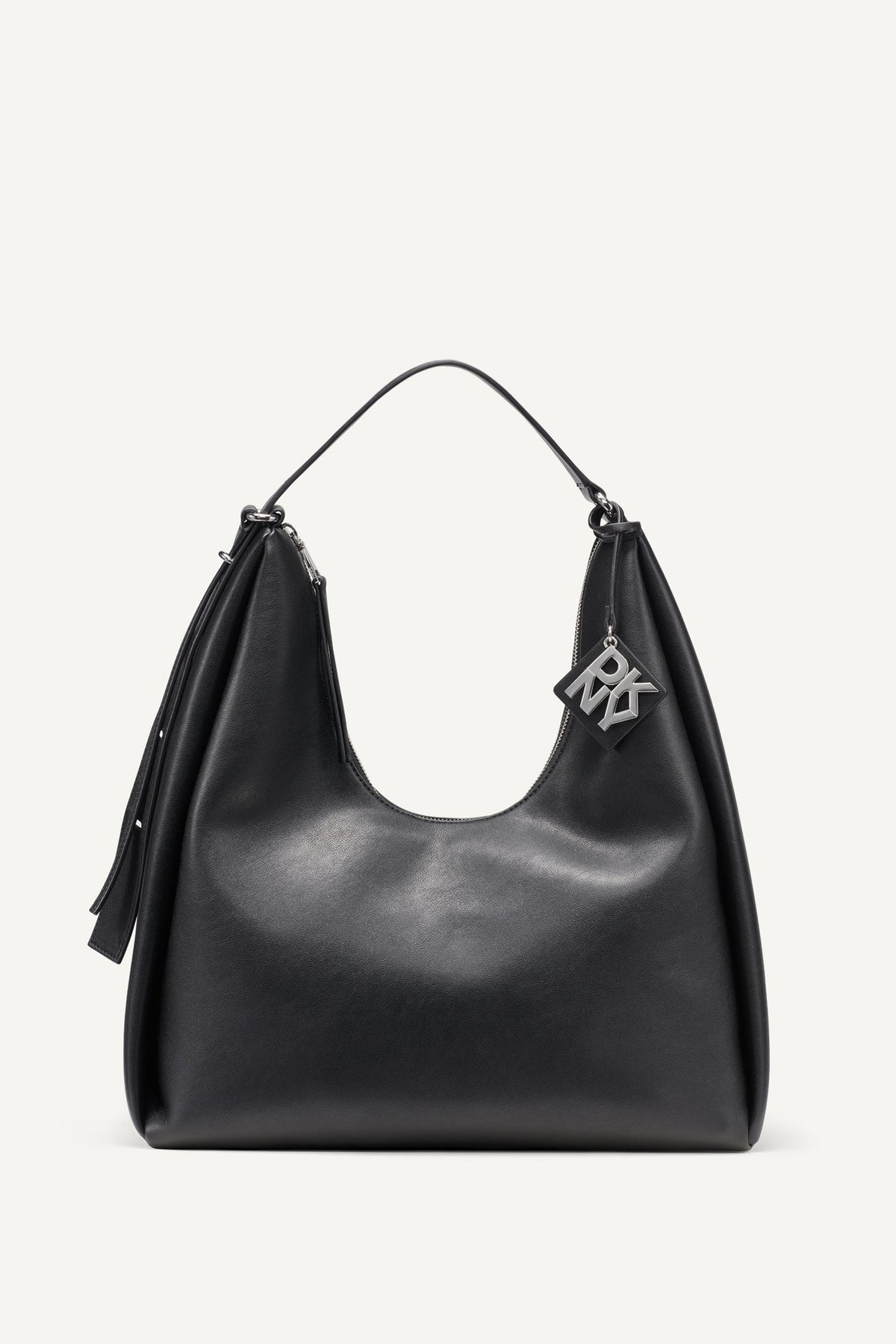 ELICIA LARGE HOBO BAG Black/Silver | DKNY
