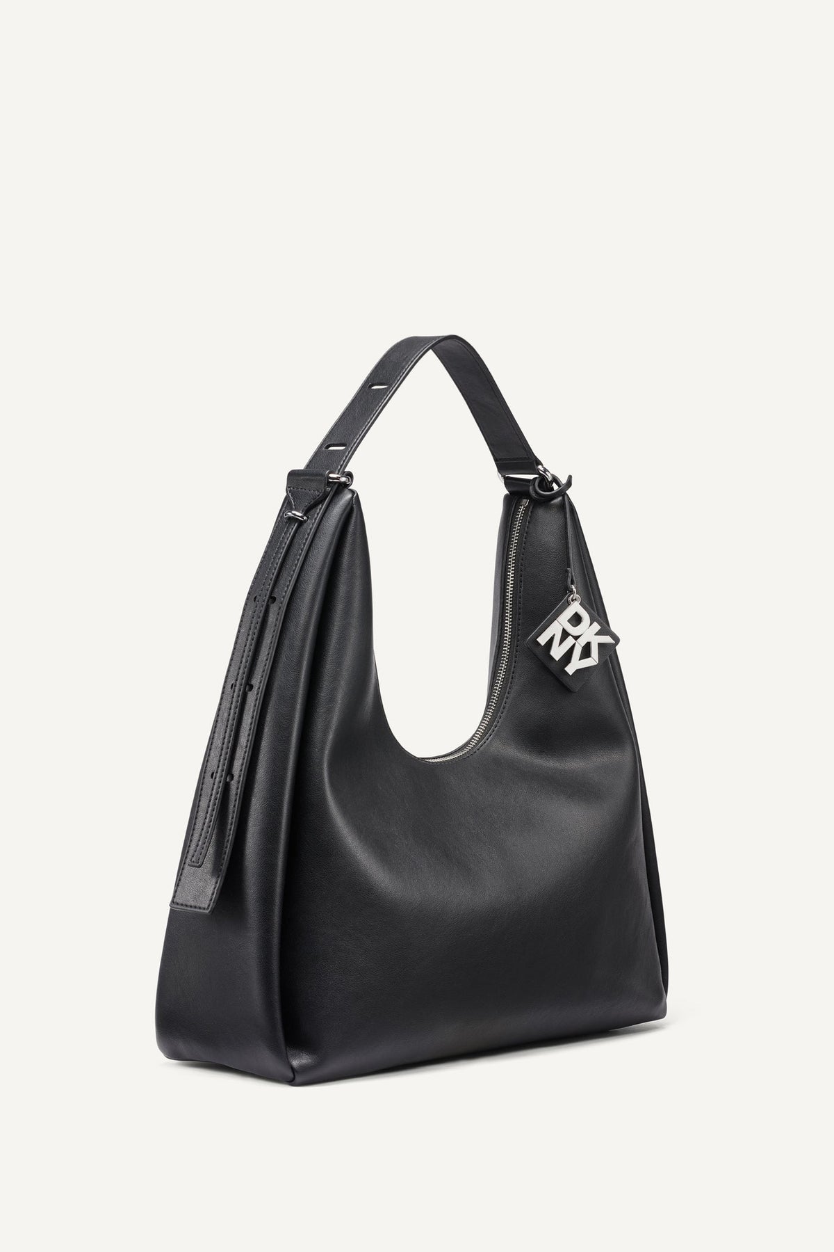 ELICIA LARGE HOBO BAG Black/Silver | DKNY