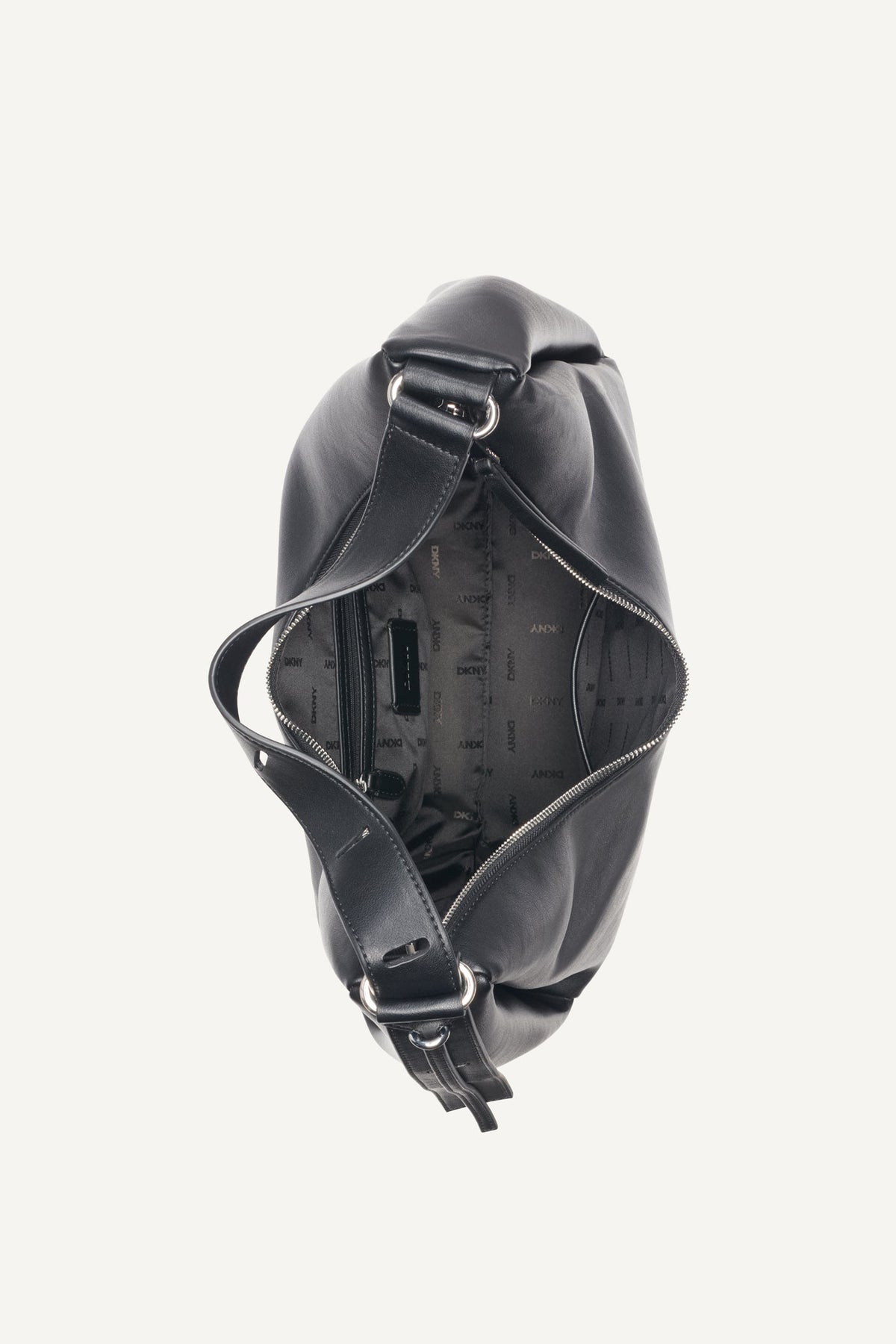 ELICIA LARGE HOBO BAG Black/Silver | DKNY
