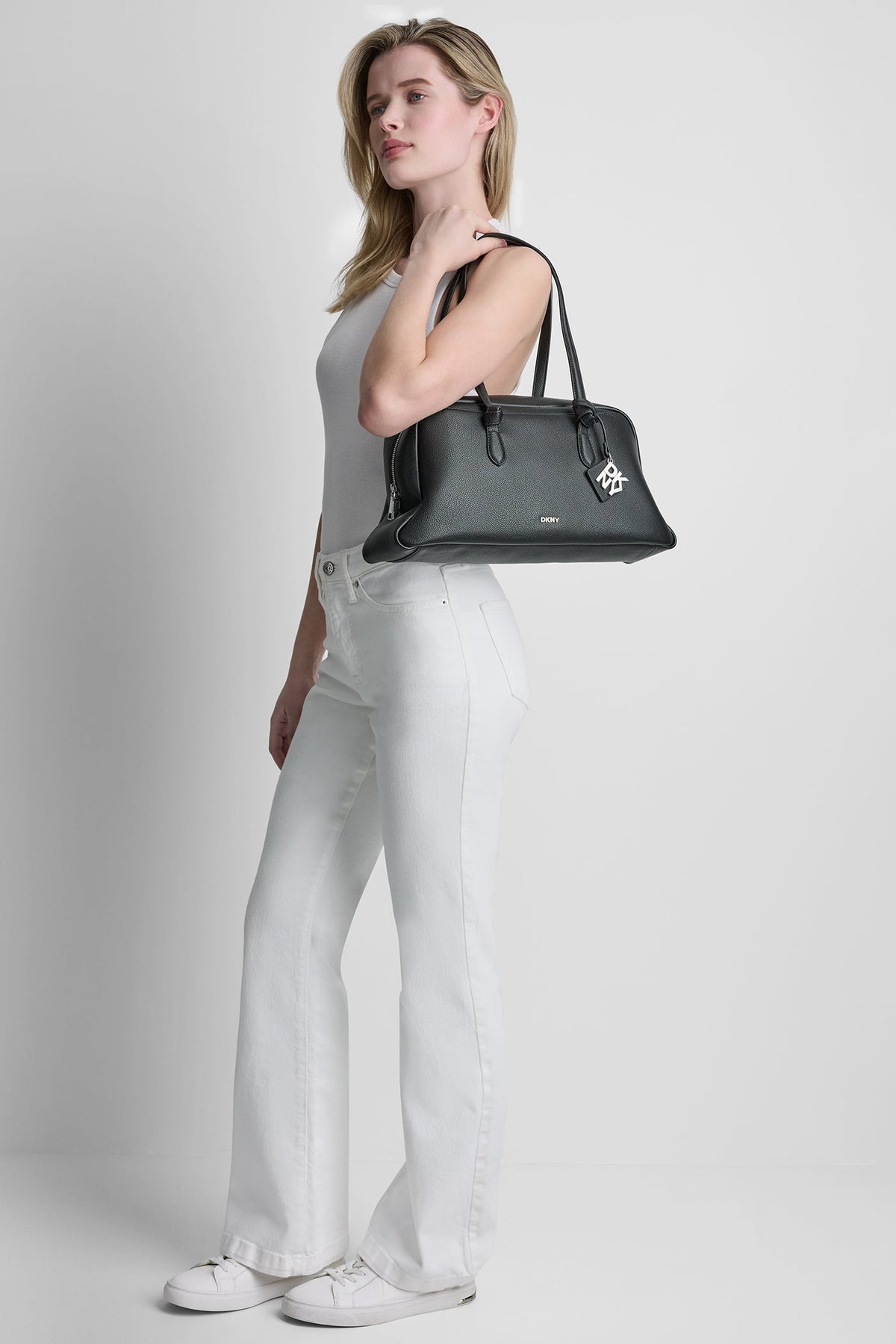 ELIZA LARGE BOWLING BAG Black/Silver | DKNY