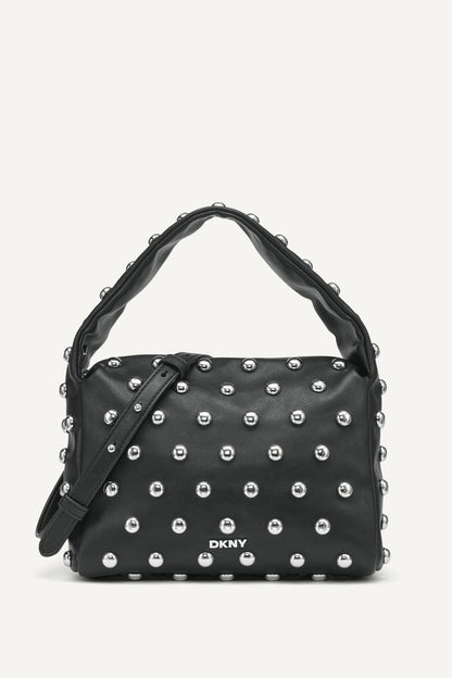AGNES SHOULDER BAG BLACK/SILVER | DKNY