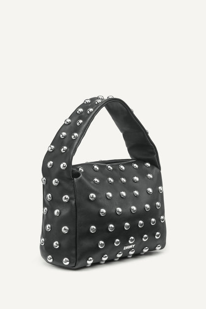 AGNES SHOULDER BAG BLACK/SILVER | DKNY