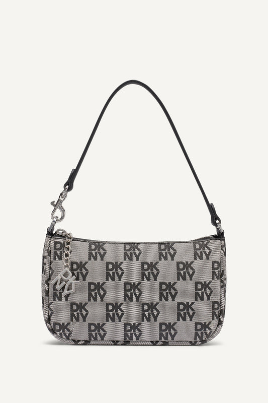 SARAH SHOULDER BAG Black Logo Black | DKNY