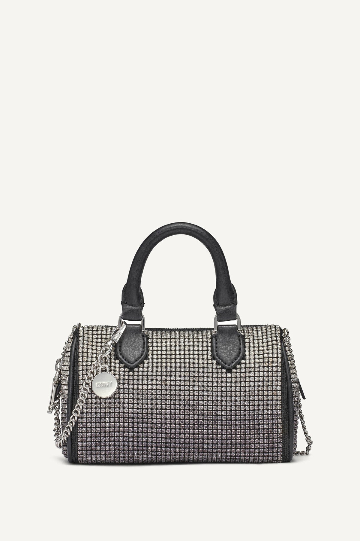NELL SMALL SATCHEL CROSSBODY BLACK/SILVER | DKNY