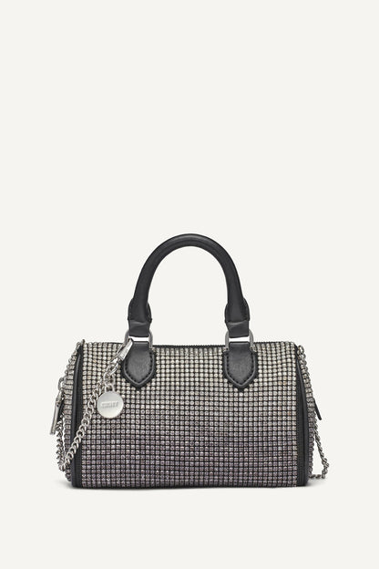 NELL SMALL SATCHEL CROSSBODY BLACK/SILVER | DKNY