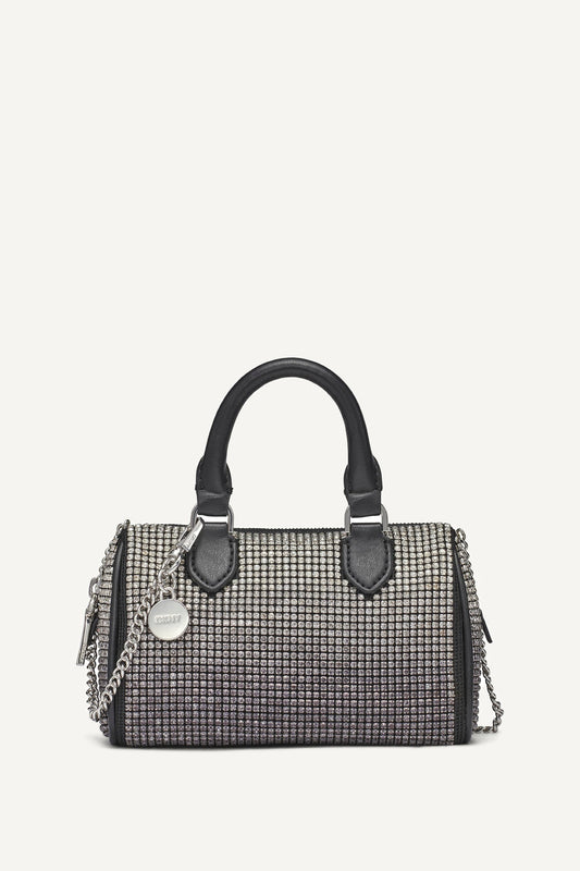 NELL SMALL SATCHEL CROSSBODY BLACK/SILVER | DKNY
