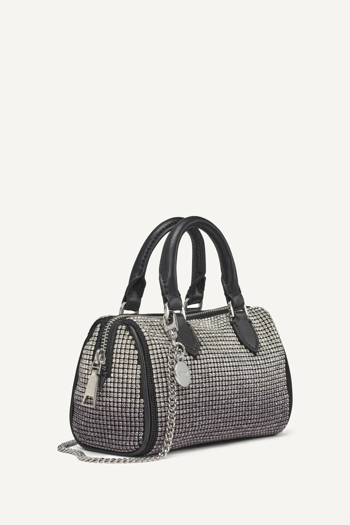 NELL SMALL SATCHEL CROSSBODY BLACK/SILVER | DKNY