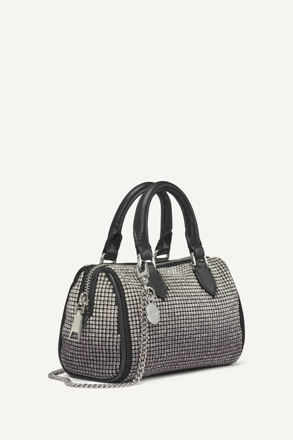 NELL SMALL SATCHEL CROSSBODY BLACK/SILVER | DKNY