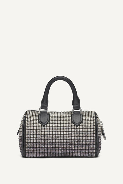 NELL SMALL SATCHEL CROSSBODY BLACK/SILVER | DKNY