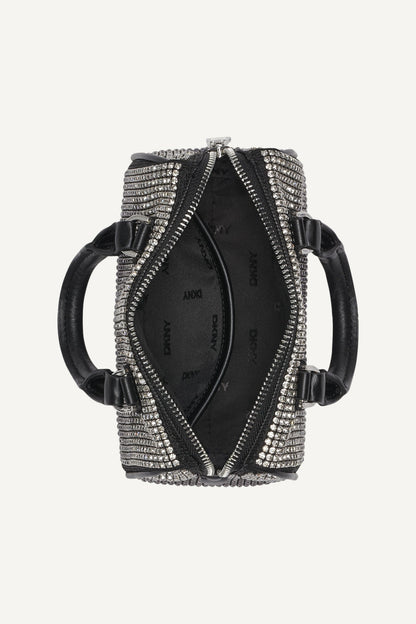 NELL SMALL SATCHEL CROSSBODY BLACK/SILVER | DKNY