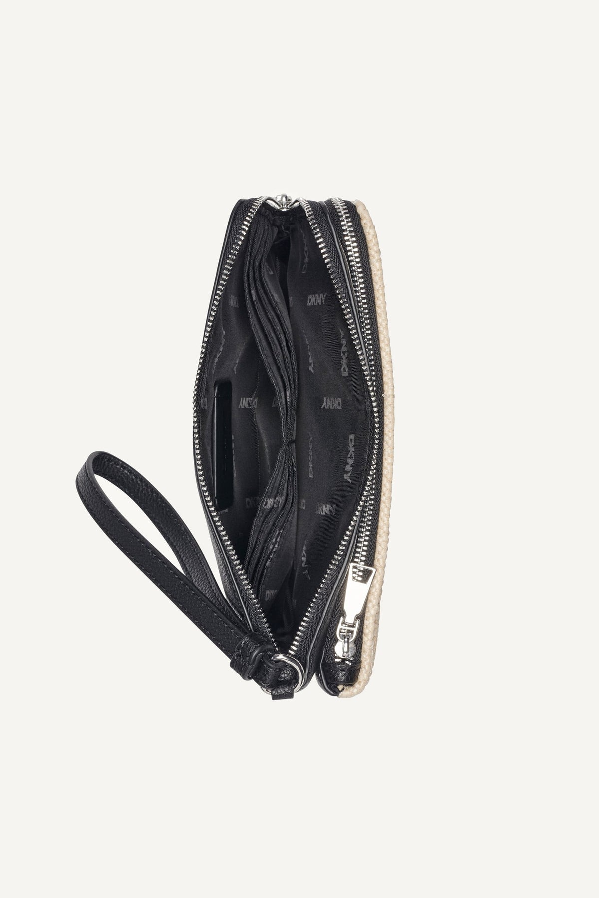 SARAH DUAL ZIP POUCH WRISTLET Natural/Black | DKNY