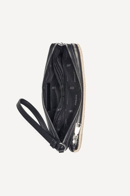SARAH DUAL ZIP POUCH WRISTLET Natural/Black | DKNY