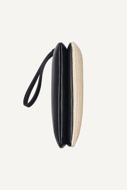 SARAH DUAL ZIP POUCH WRISTLET Natural/Black | DKNY
