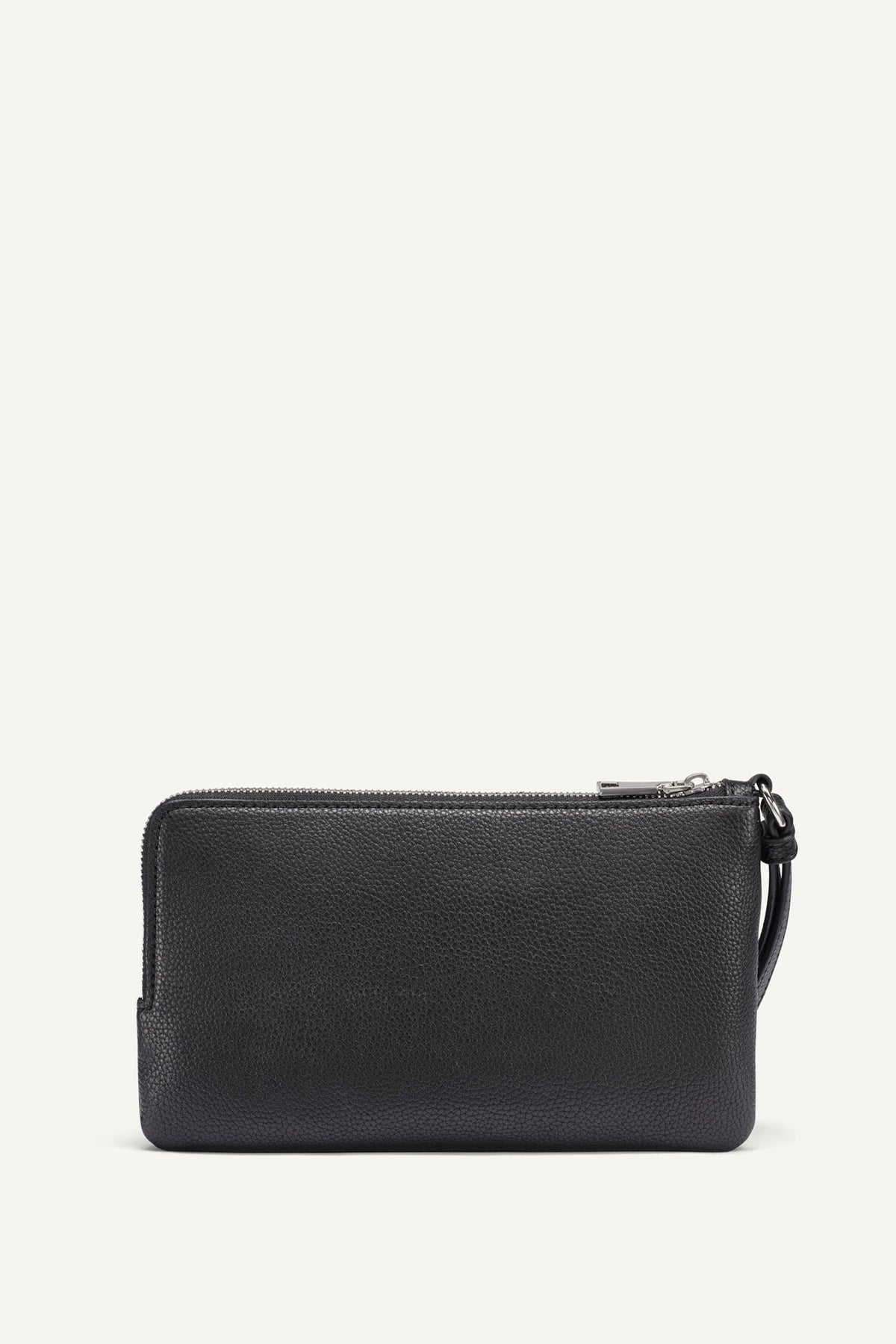 SARAH DUAL ZIP POUCH WRISTLET Black Logo Black | DKNY