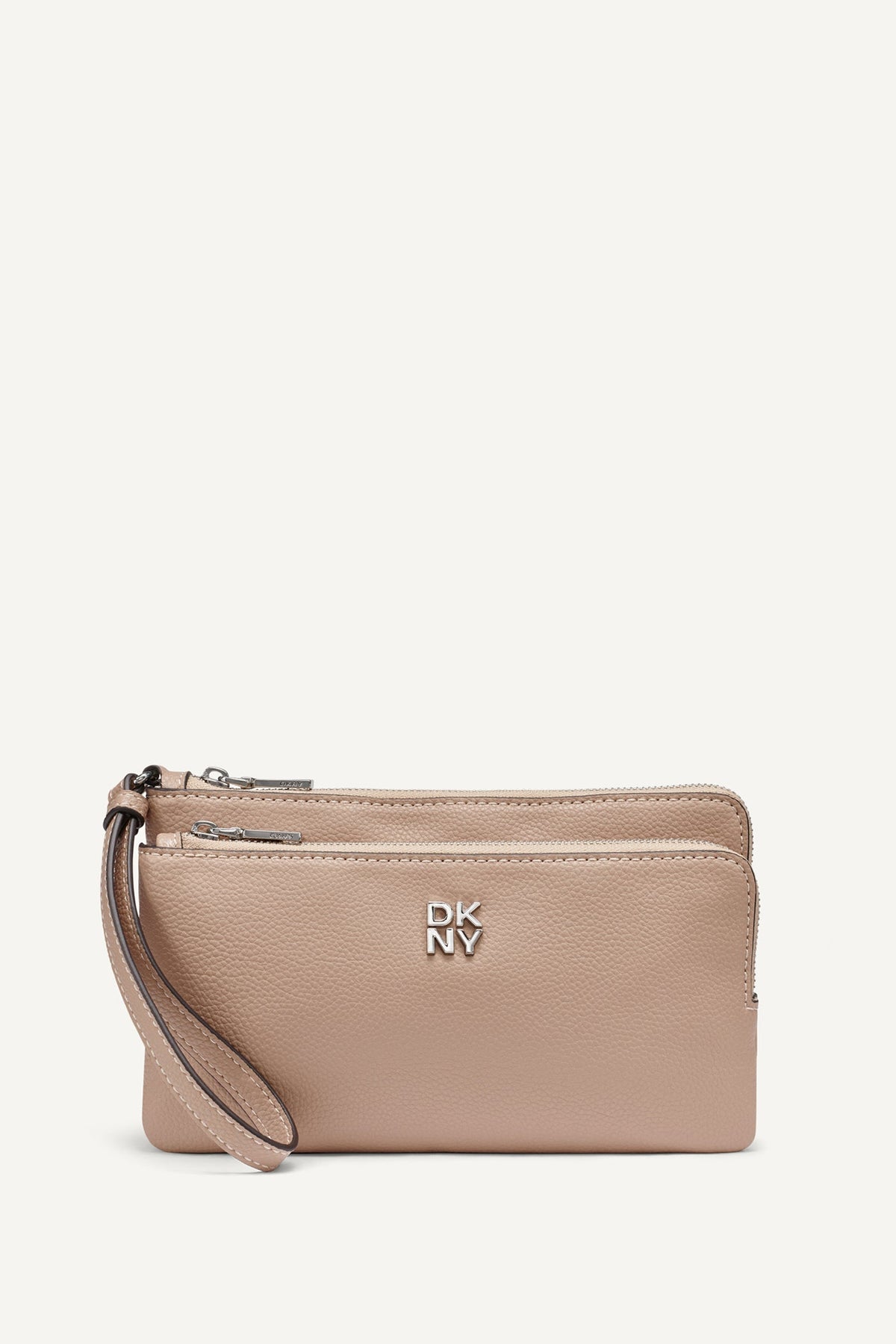 SARAH DUAL ZIP POUCH WRISTLET Black/Silver | DKNY