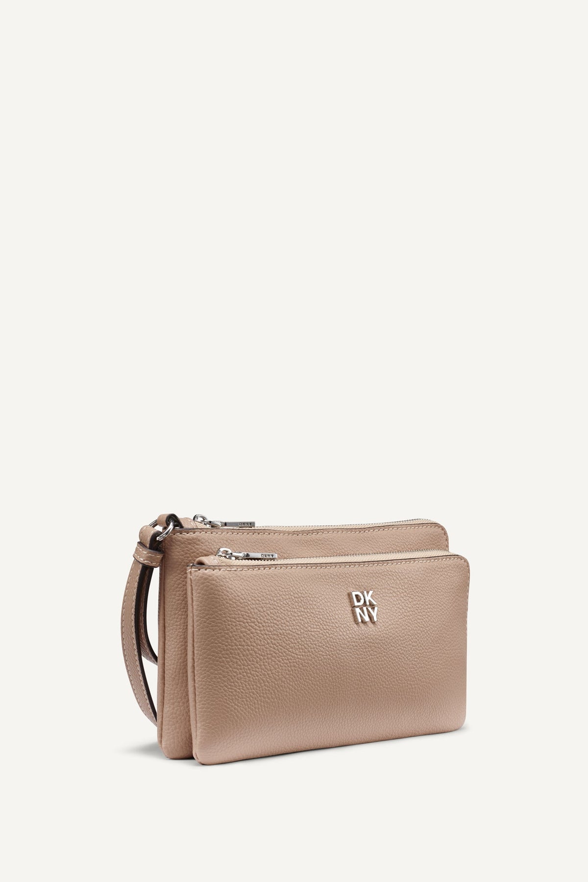 SARAH DUAL ZIP POUCH WRISTLET Black/Silver | DKNY
