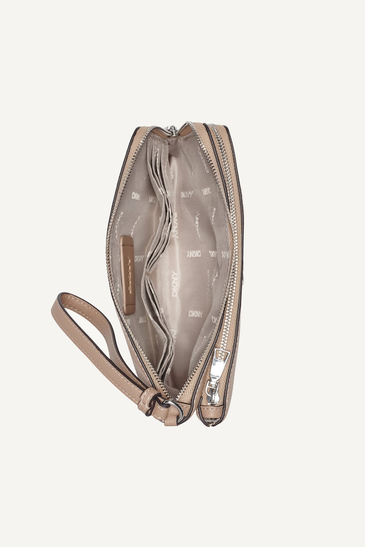 SARAH DUAL ZIP POUCH WRISTLET Black/Silver | DKNY