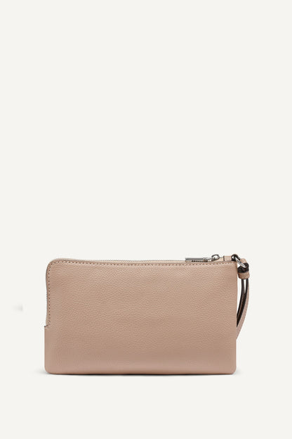 SARAH DUAL ZIP POUCH WRISTLET Black/Silver | DKNY