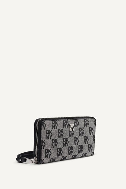 SARAH LARGE ZIP AROUND WALLET Chino/Cappuccino | DKNY