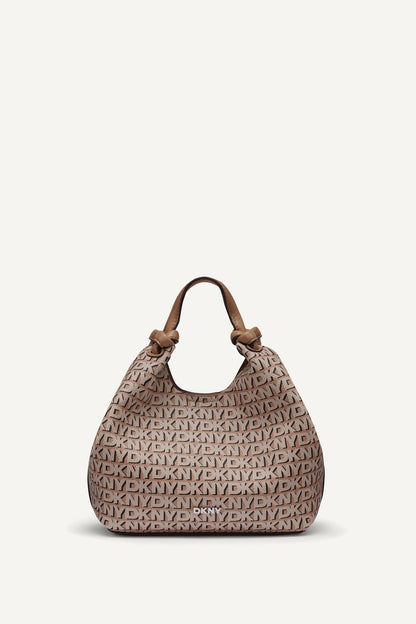PAULA NEW YORK LOGO SMALL COMMUTER TOTE Cappuccino | DKNY
