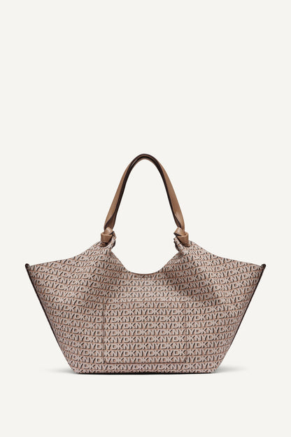 PAULA NEW YORK LOGO MEDIUM COMMUTER TOTE Cappuccino | DKNY
