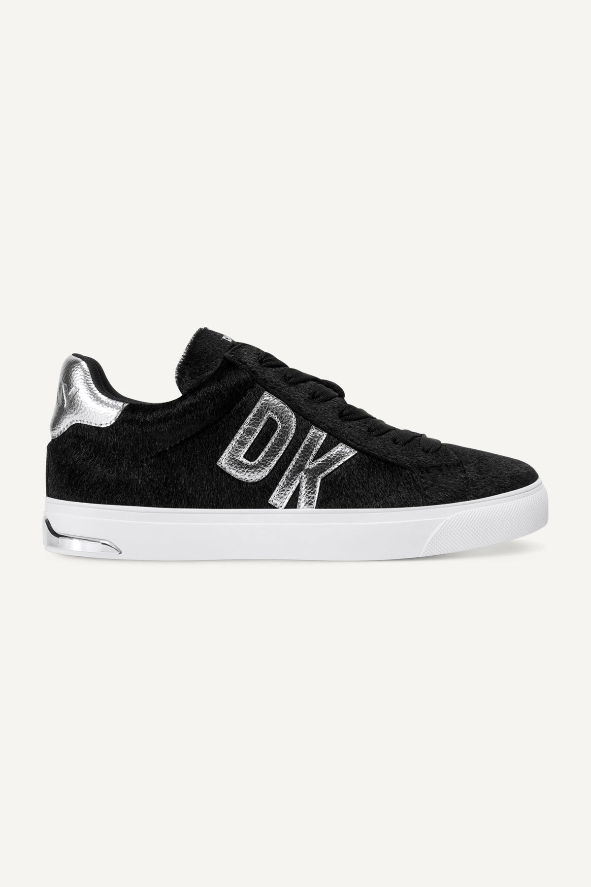 ABENI FAUX FUR LOW-TOP SNEAKER BLACK/SILVER | DKNY