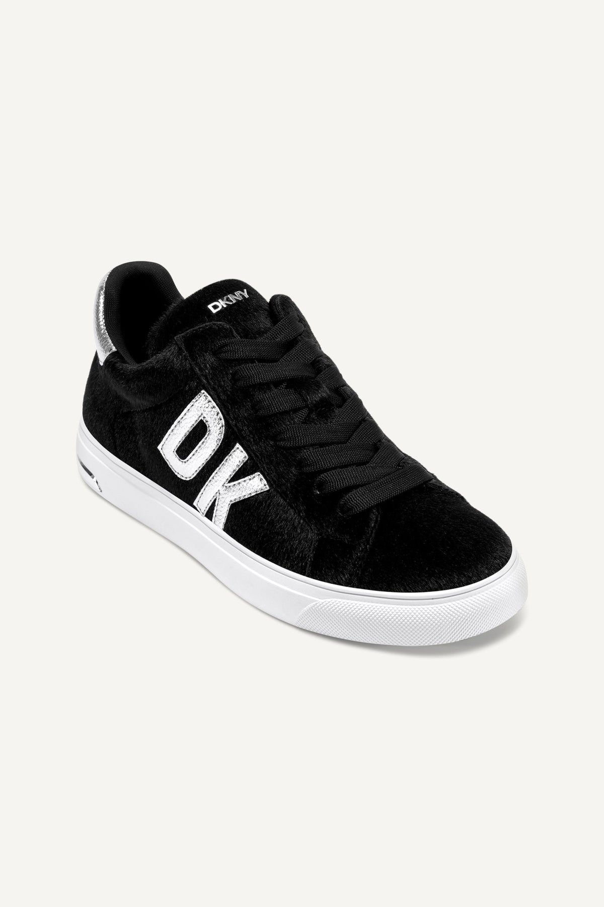 ABENI FAUX FUR LOW-TOP SNEAKER BLACK/SILVER | DKNY