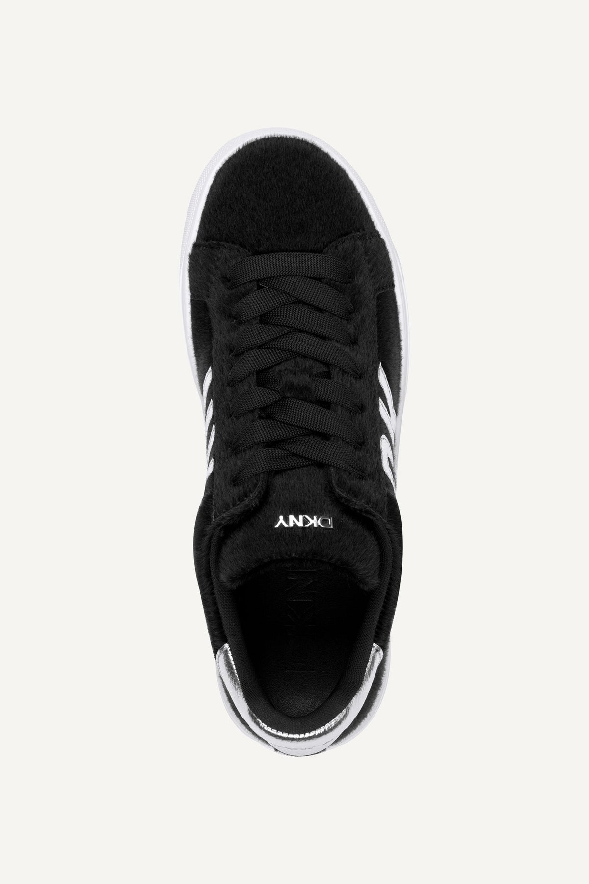 ABENI FAUX FUR LOW-TOP SNEAKER BLACK/SILVER | DKNY