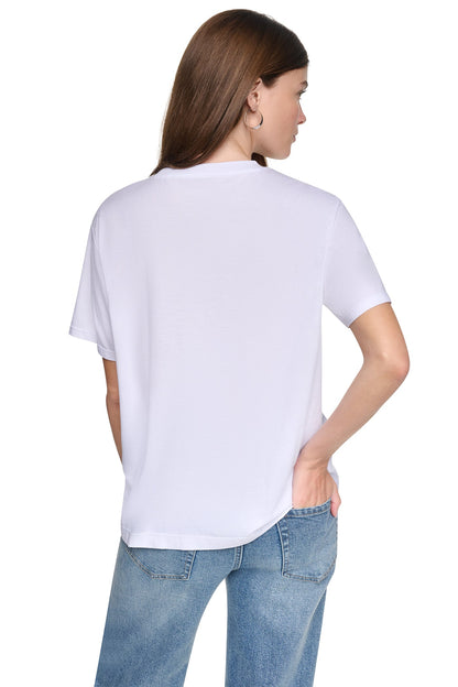 RHINESTONE NEIGHBORHOOD TEE Black/Eggnog Clear | DKNY