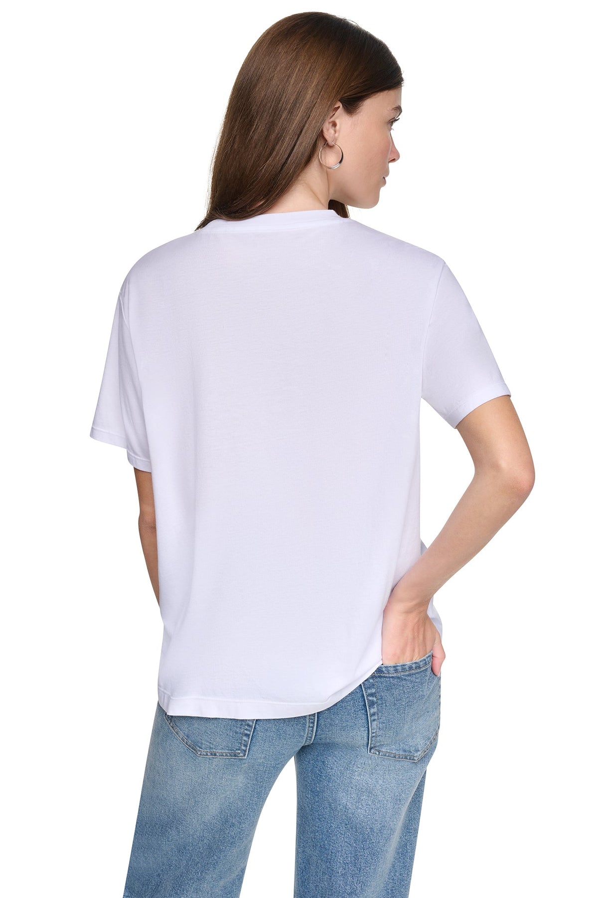 RHINESTONE NEIGHBORHOOD TEE Black/Eggnog Clear | DKNY