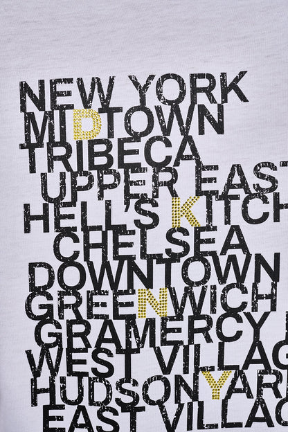 RHINESTONE NEIGHBORHOOD TEE Black/Eggnog Clear | DKNY