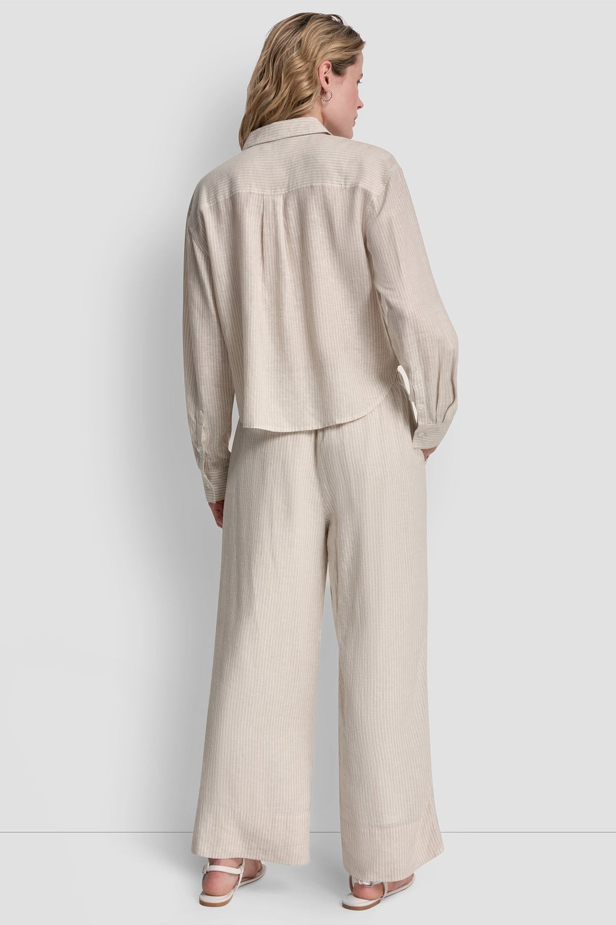 LINEN-BLEND BUTTON-FRONT SHIRT Lex Chambray | DKNY
