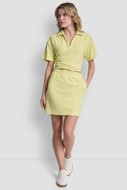 LOGO JACQUARD PULL-ON SKIRT Ivory | DKNY