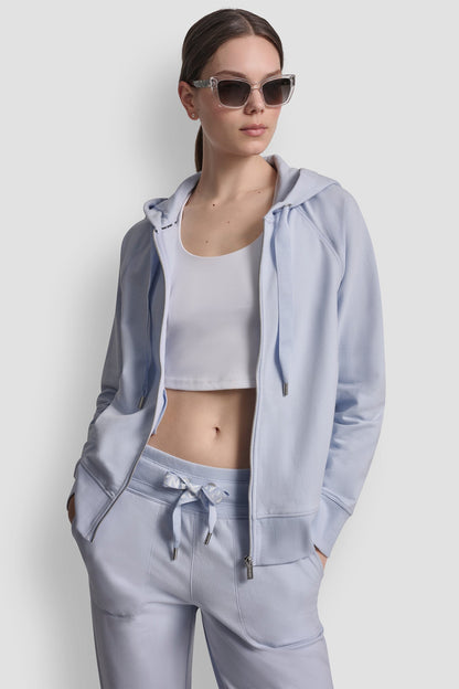 TWO-TONE LOGO DRAWSTRING HOODIE Frost Blue | DKNY