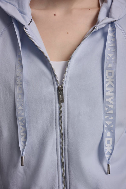 TWO-TONE LOGO DRAWSTRING HOODIE Frost Blue | DKNY