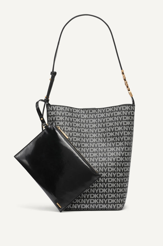 AVRIL LOGO BUCKET BAG Chino/Cappuccino | DKNY