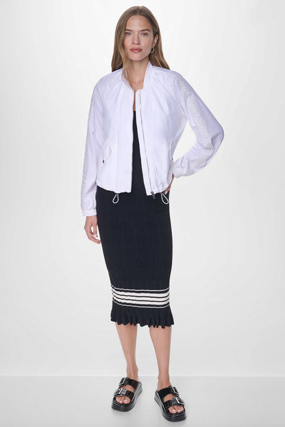 MESH LOGO TRIM HOODED JACKET White | DKNY